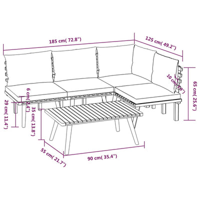 5 Piece Garden Lounge Set with Cushions Solid Acacia Wood