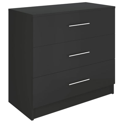 Chest of Drawers Chipboard 71x35x68 cm Black