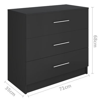 Chest of Drawers Chipboard 71x35x68 cm Black