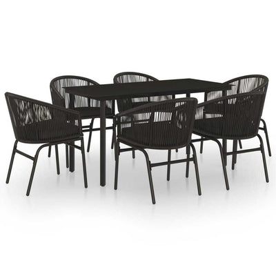 7 Piece Garden Dining Set Black