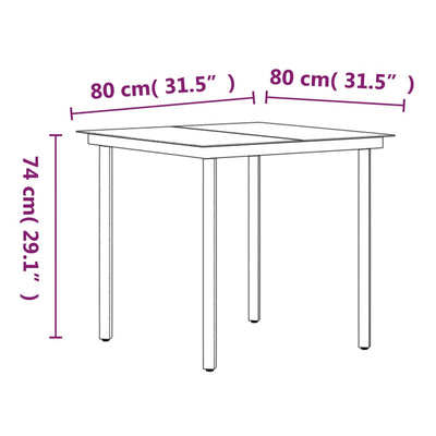 3 Piece Garden Dining Set with Cushions Black