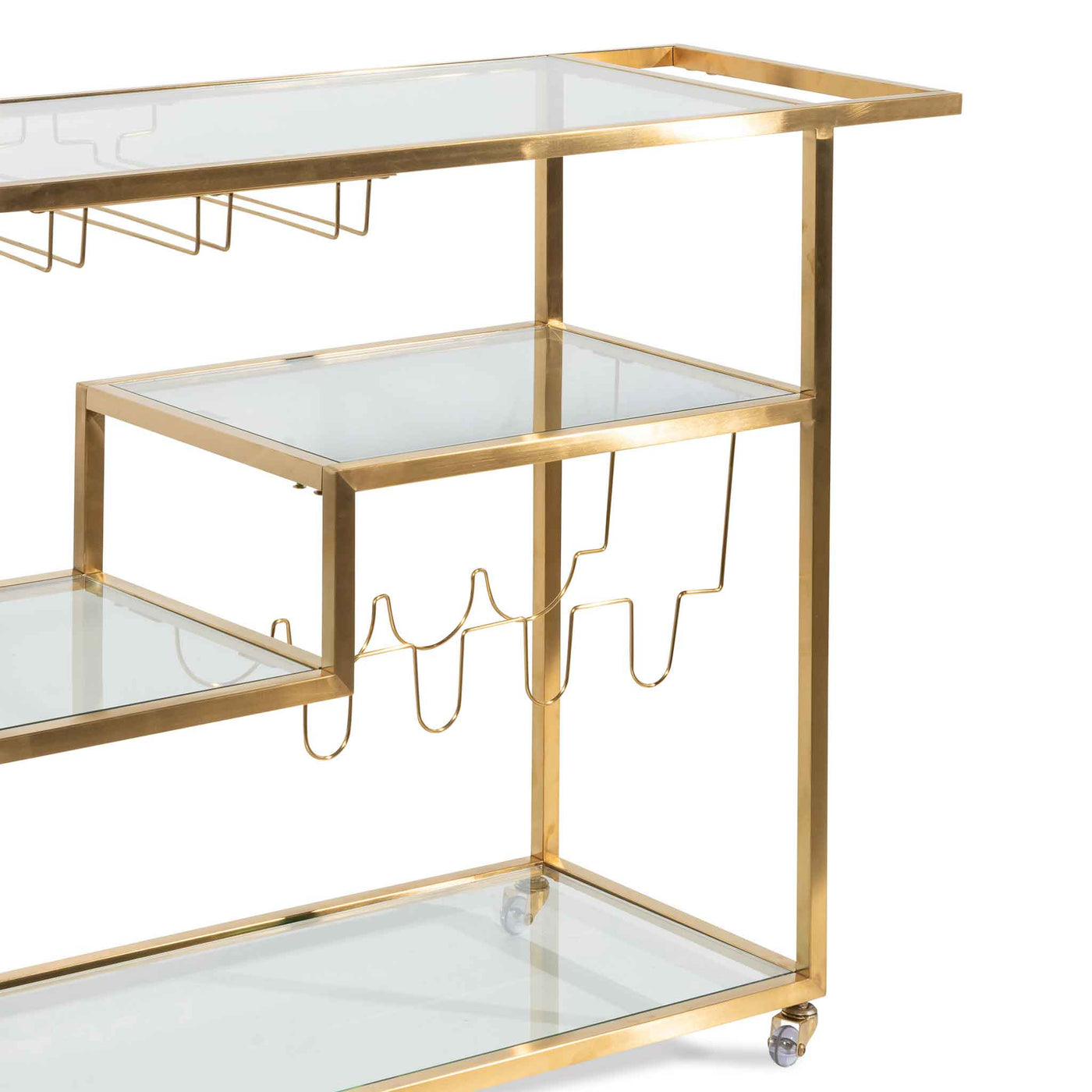 Glass Bar Cart - Brushed Gold Base