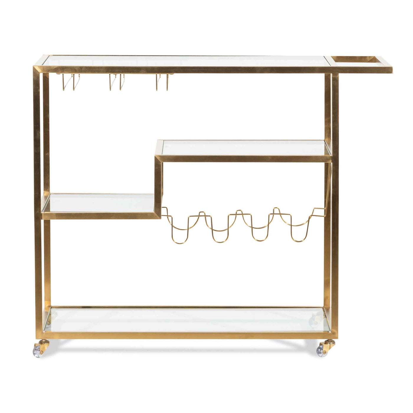 Glass Bar Cart - Brushed Gold Base