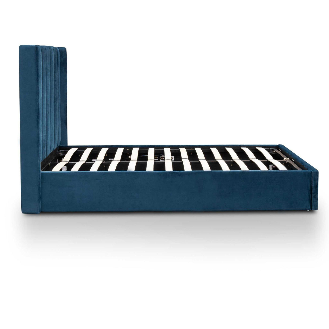 King Bed Frame - Teal Navy Velvet with Storage