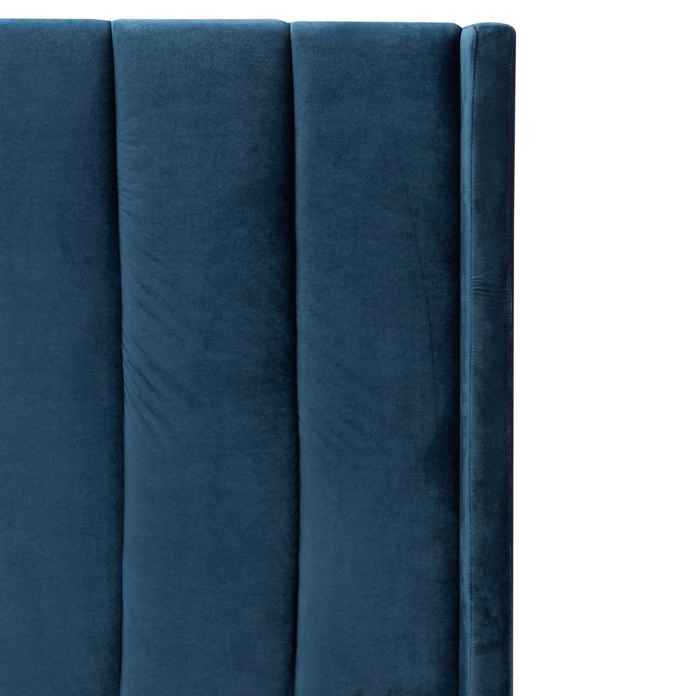 Queen Bed Frame - Teal Navy Velvet with Storage