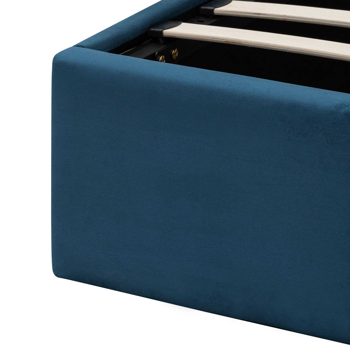 King Bed Frame - Teal Navy Velvet with Storage