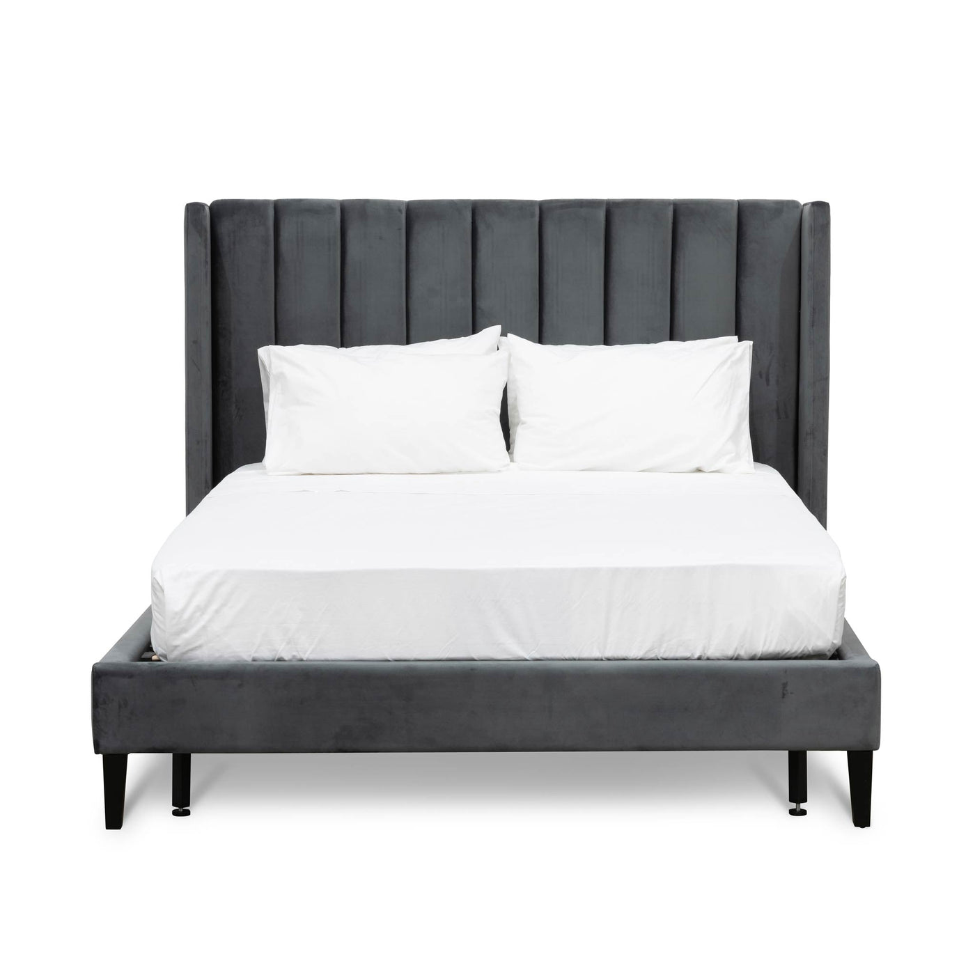 Queen Sized Bed Frame - Charcoal Velvet