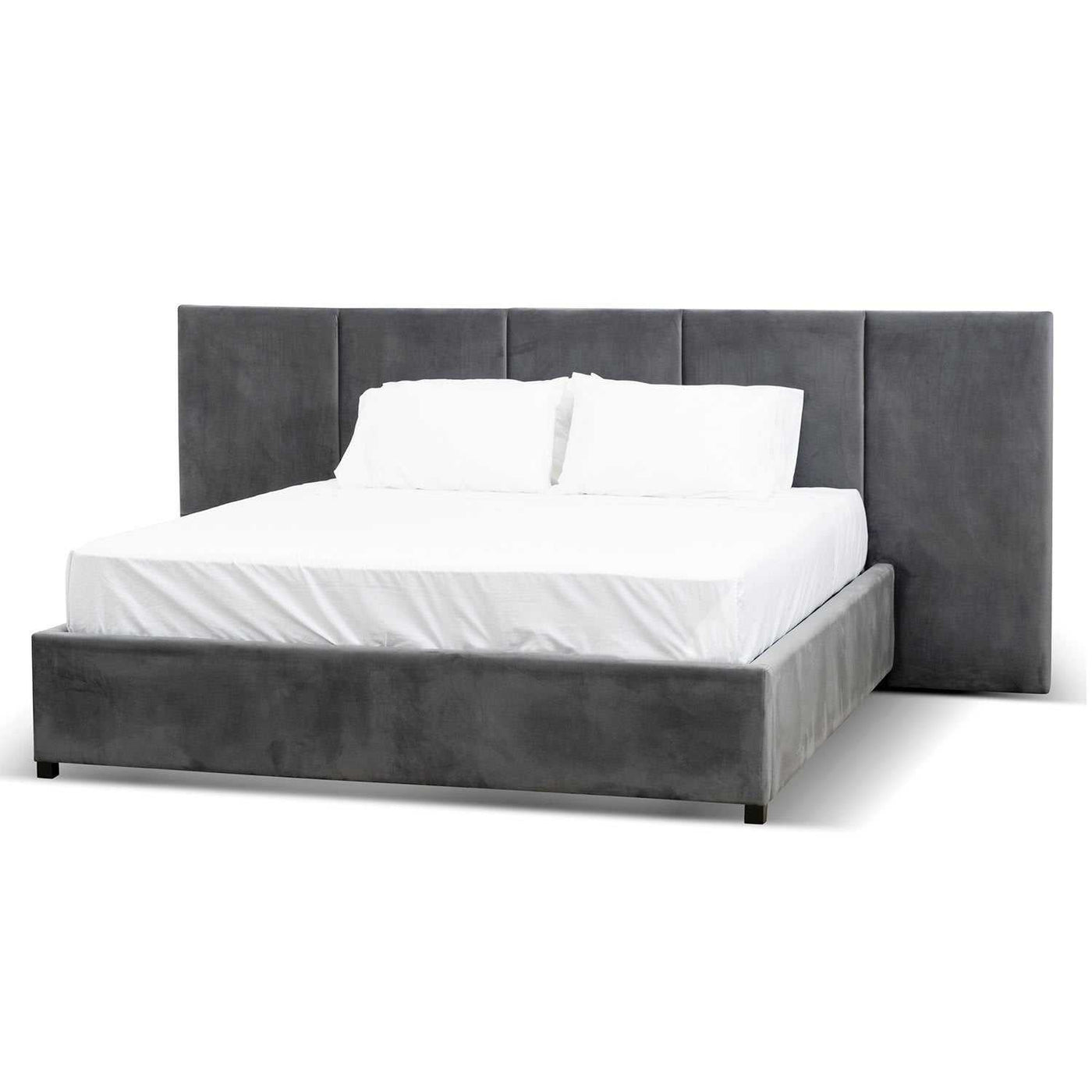 King Bed Frame - Charcoal Velvet