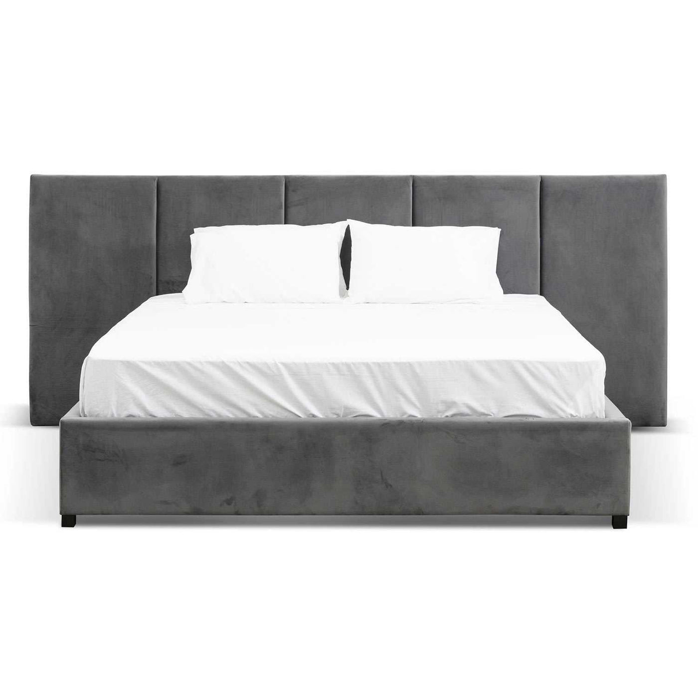 King Bed Frame - Charcoal Velvet