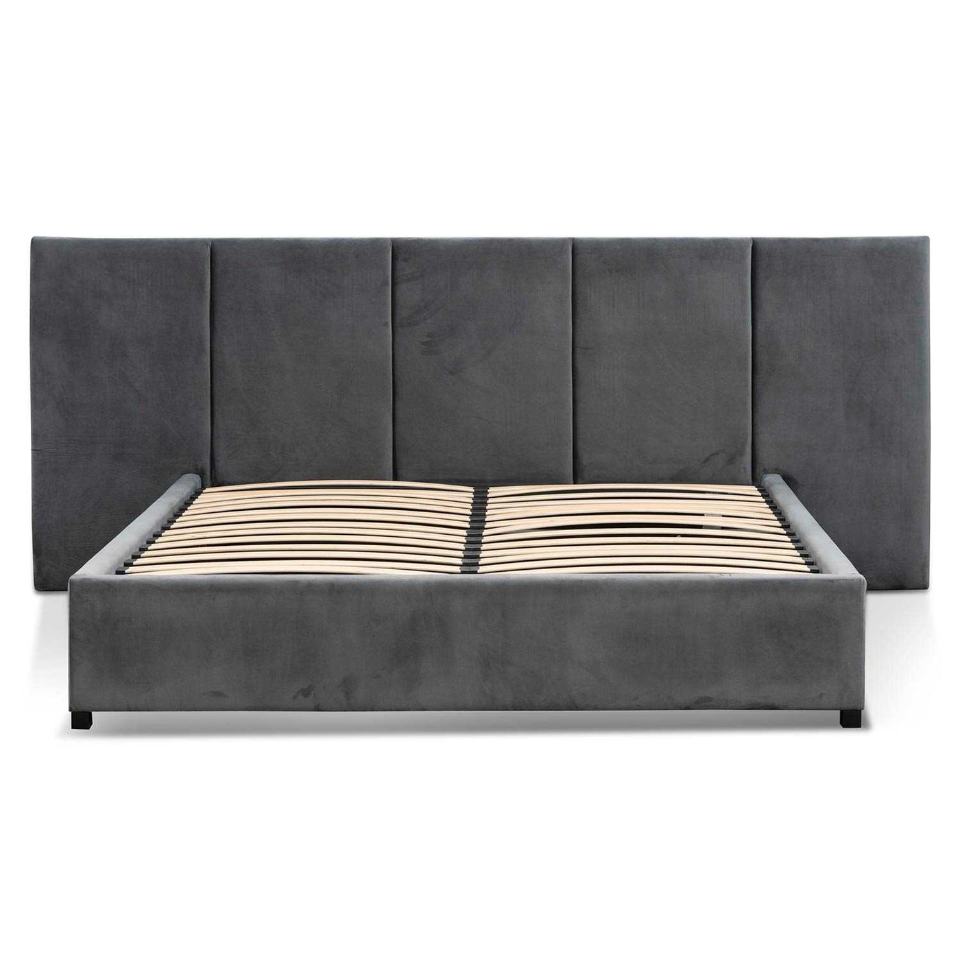 King Bed Frame - Charcoal Velvet