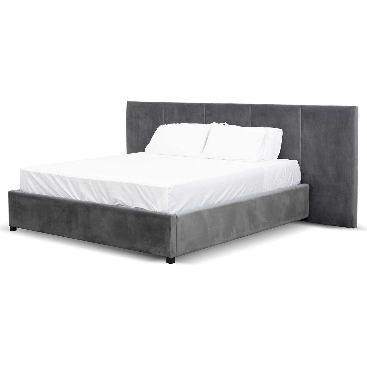 King Bed Frame - Charcoal Velvet