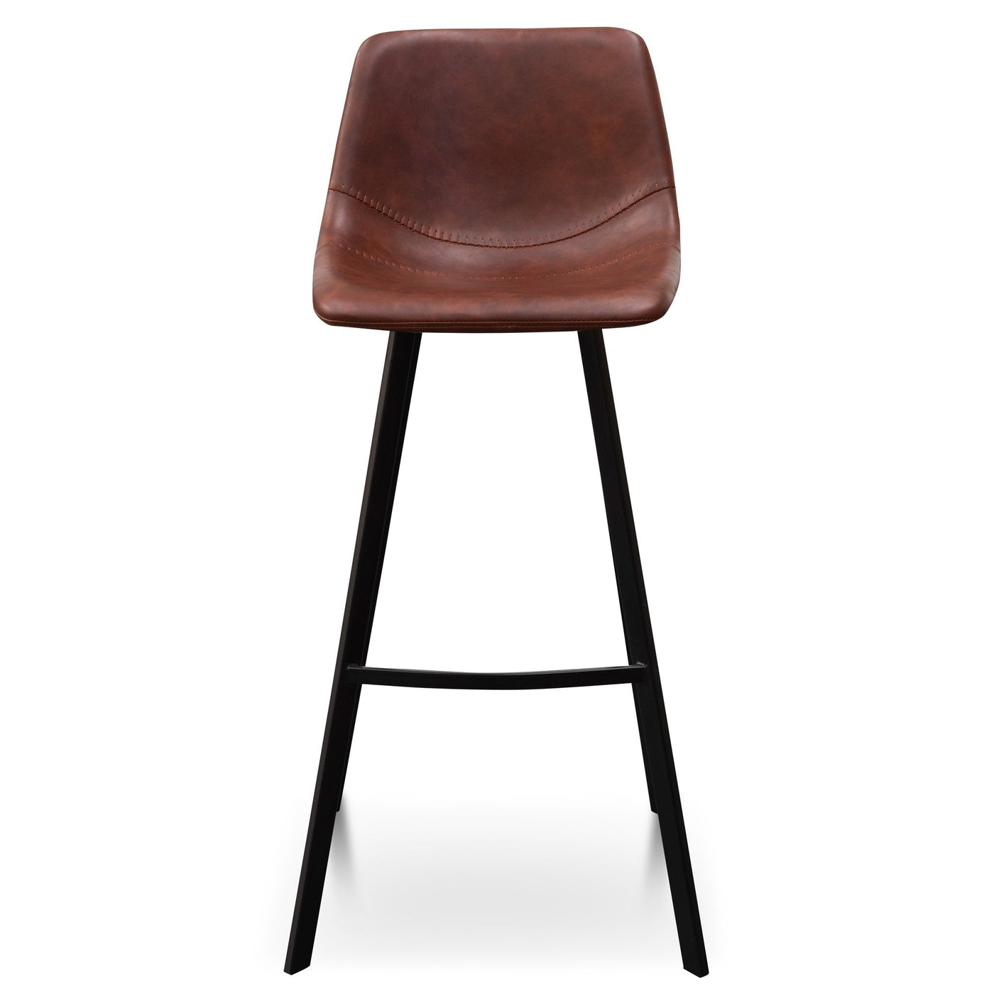 80cm Bar Stool - Cinnamon Brown PU Leather (Set of 2)