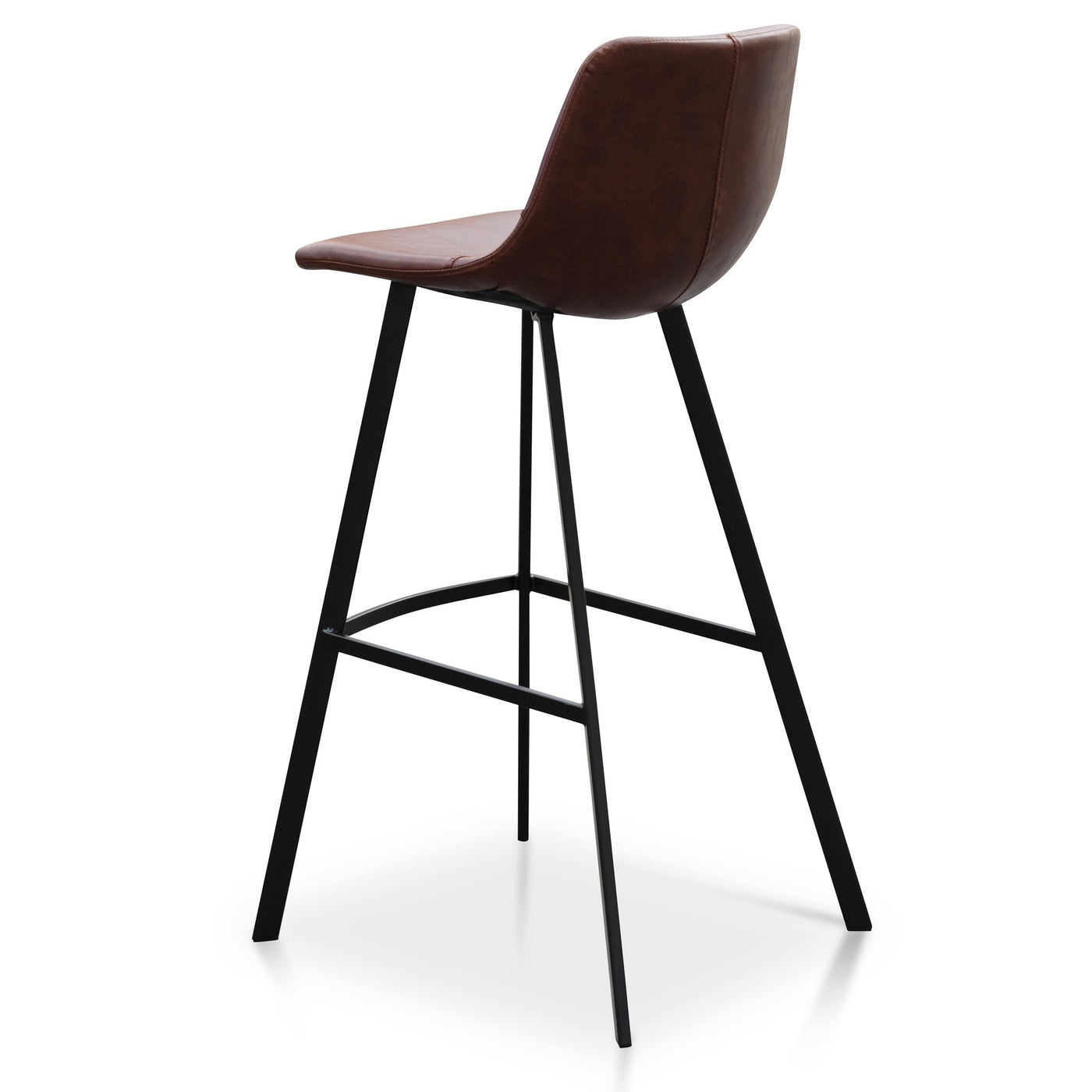 80cm Bar Stool - Cinnamon Brown PU Leather (Set of 2)