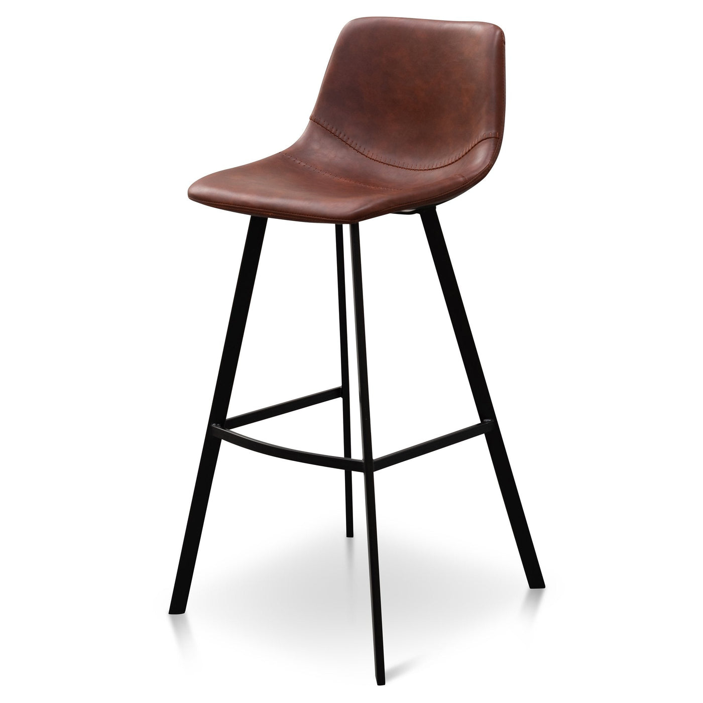 80cm Bar Stool - Cinnamon Brown PU Leather (Set of 2)