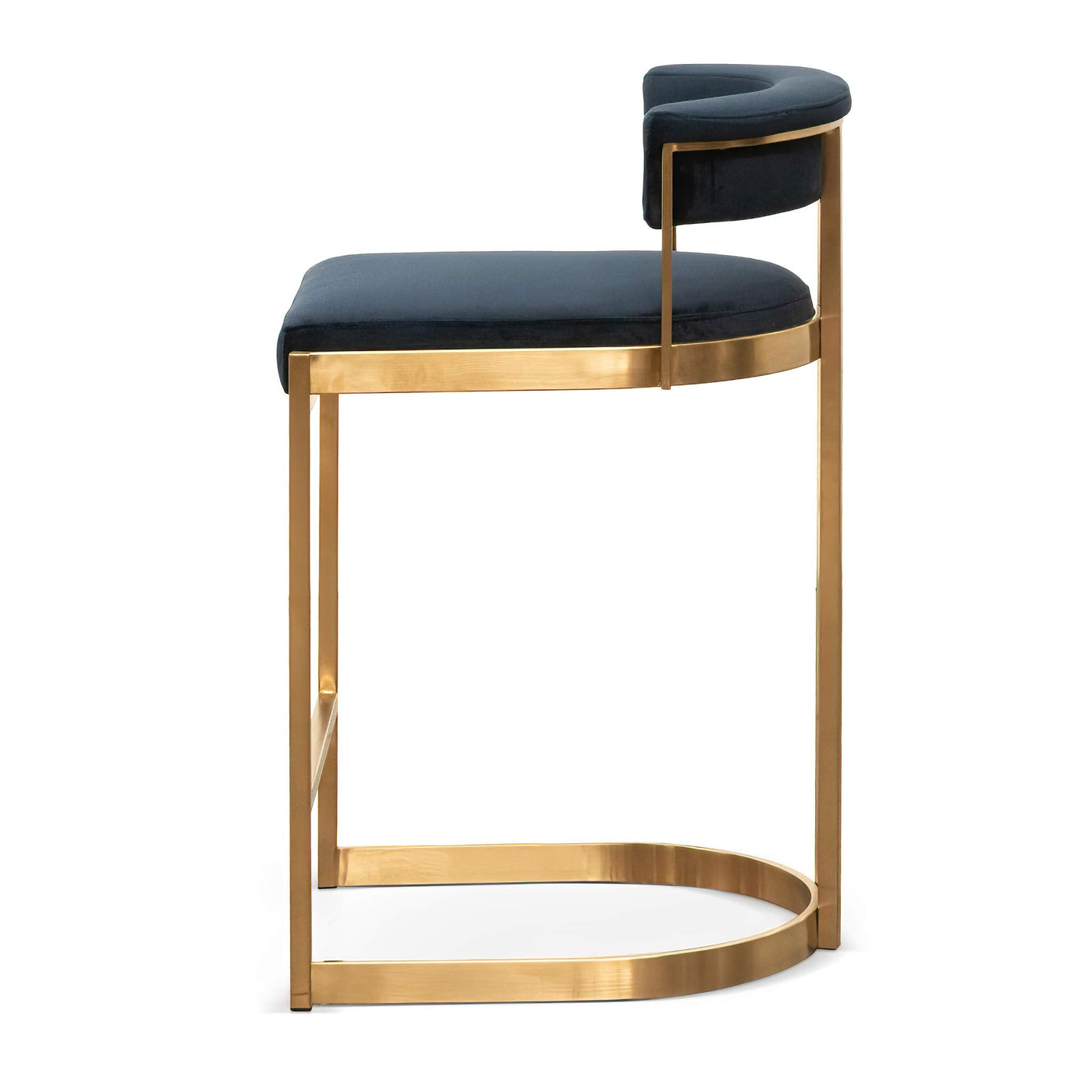 Indigo Velvet Bar Stool - Golden Base