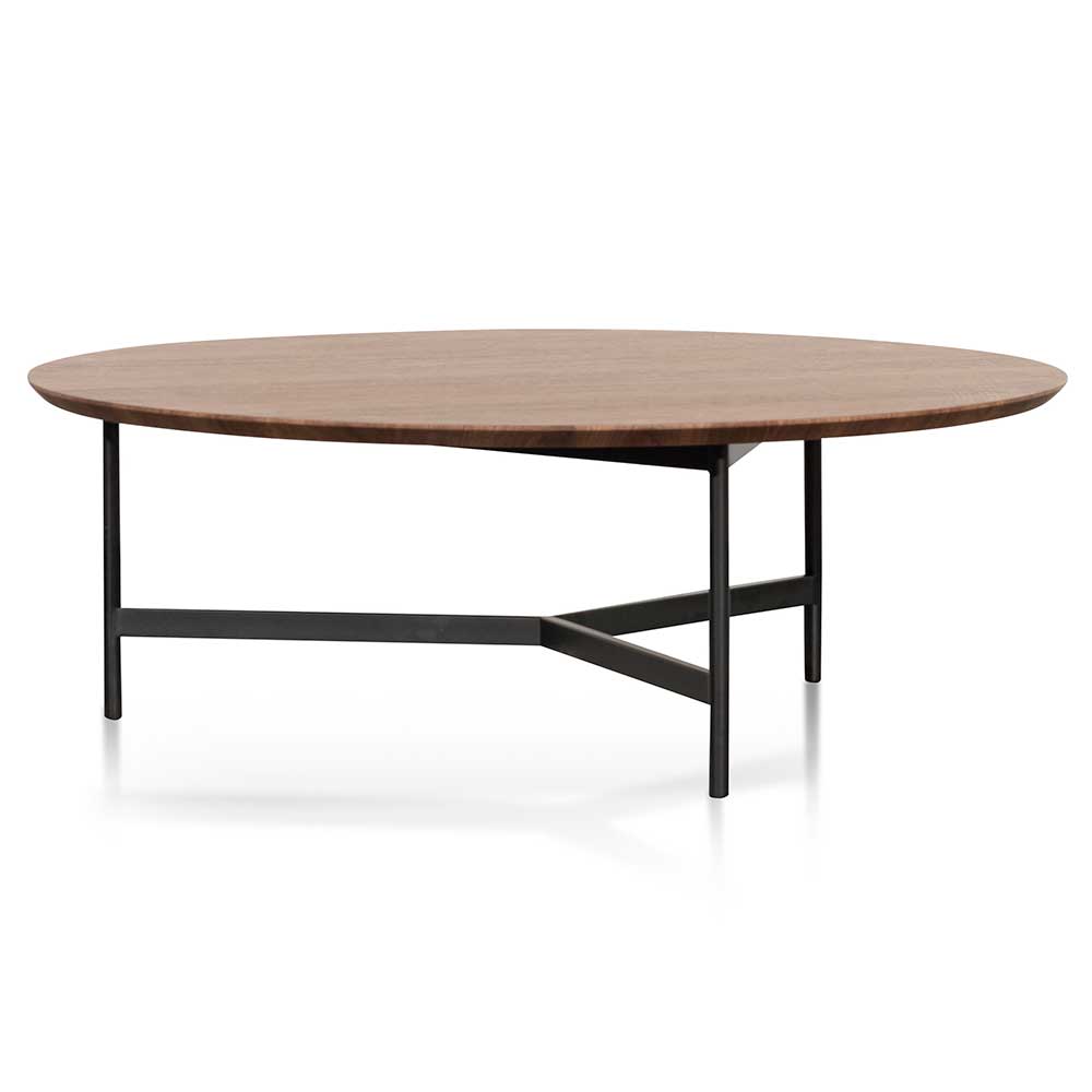 100cm Wooden Round Coffee Table - Walnut