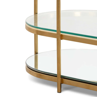 1.2M Oval Glass Coffee Table - Bushed Gold