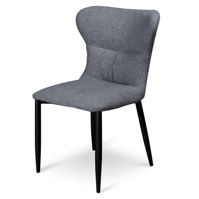 Fabric Dining Chair - Pebble Grey with Black Legs