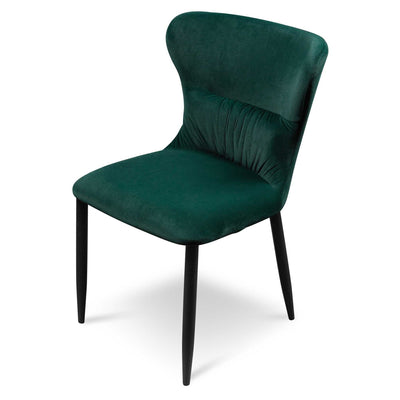 Dining Chair - Dark Green Velvet with Black Legs