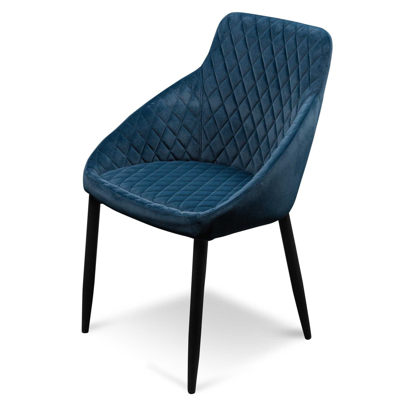 Dining Chair - Navy Blue Velvet with Black Legs