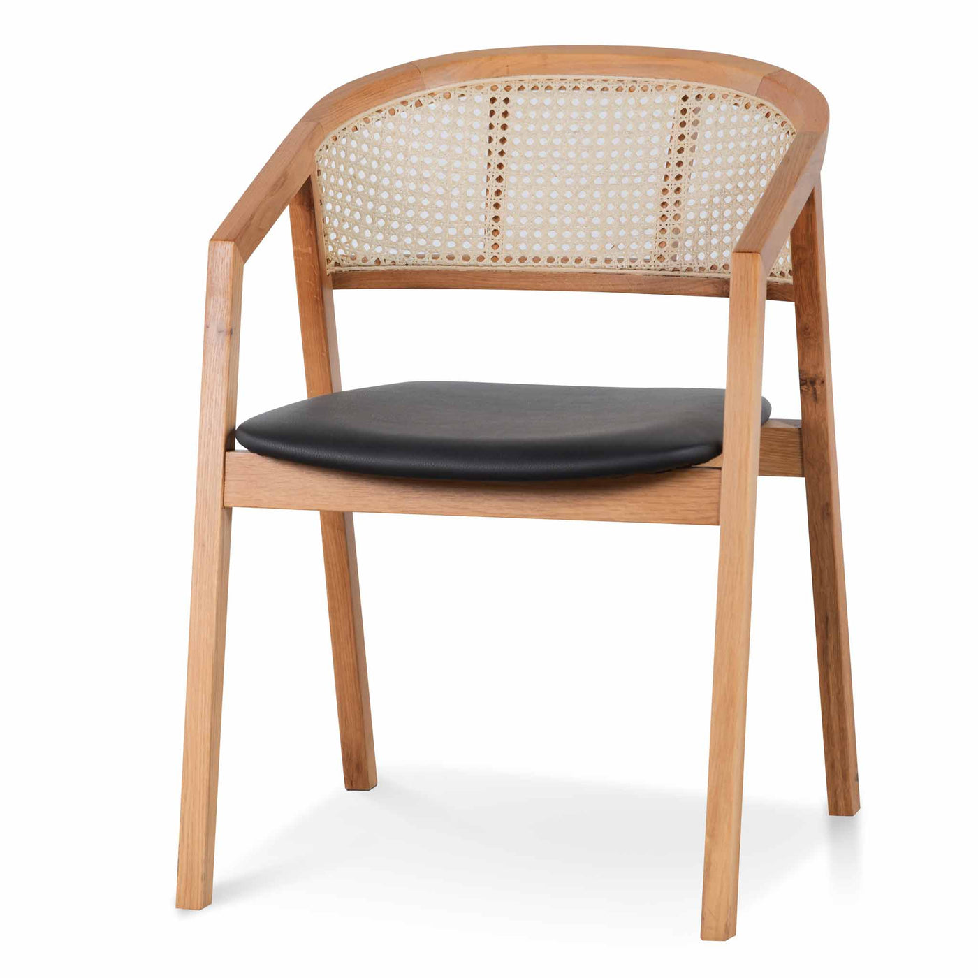 Wooden Dining Chair - Natural with Black Seat