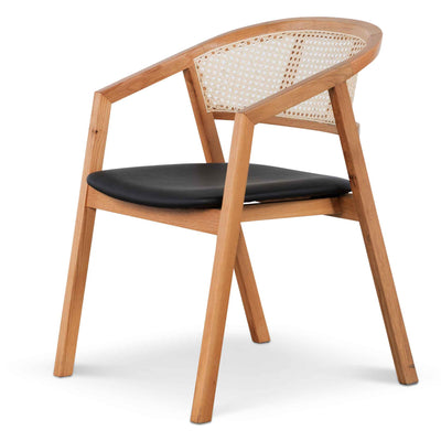 Wooden Dining Chair - Natural with Black Seat