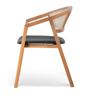 Wooden Dining Chair - Natural with Black Seat