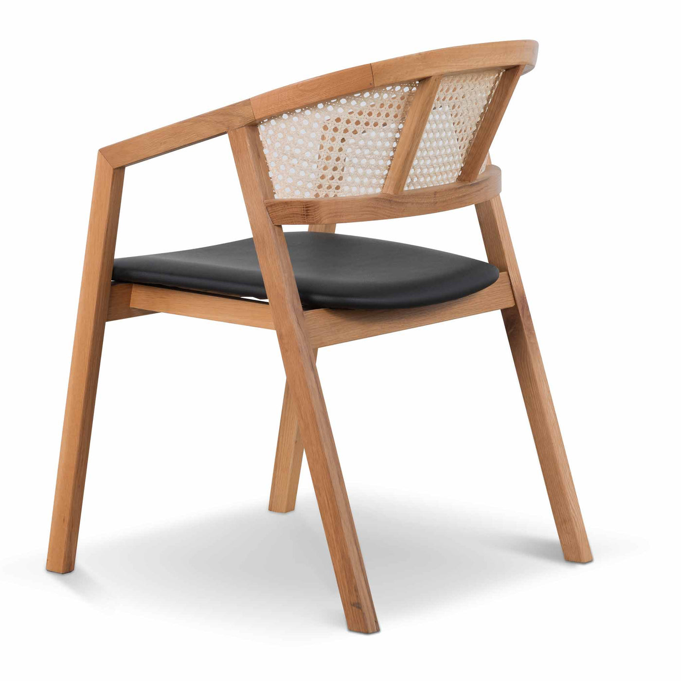 Wooden Dining Chair - Natural with Black Seat