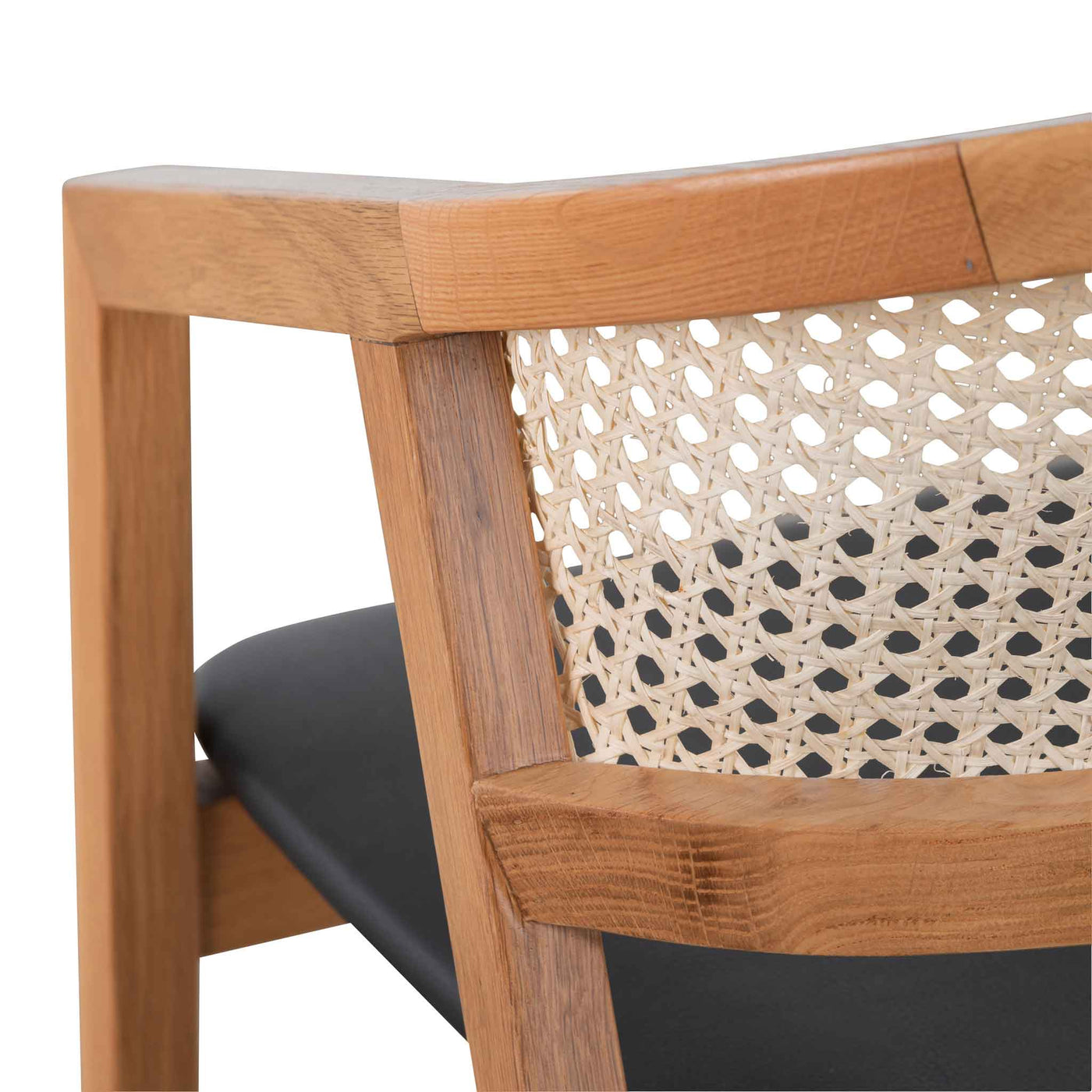 Wooden Dining Chair - Natural with Black Seat