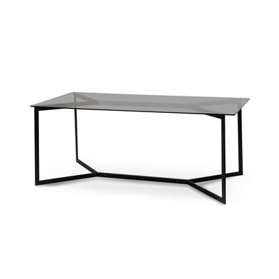 1.9m Grey Glass Dining Table - Black Base