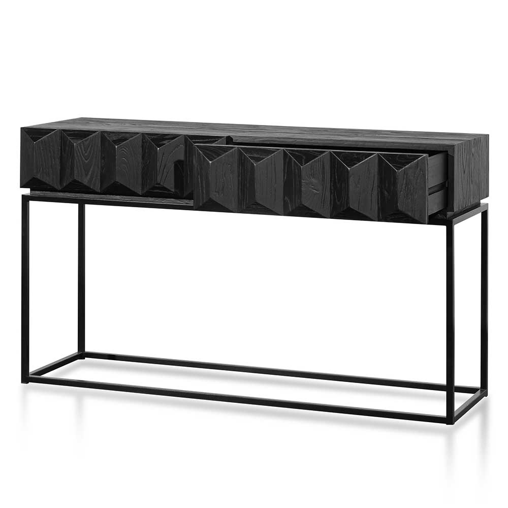 40cm Wooden Console Table - Full Black