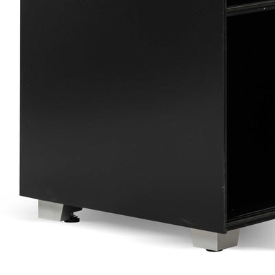 Inter-layered Black Storage Cabinet - Grey Doors