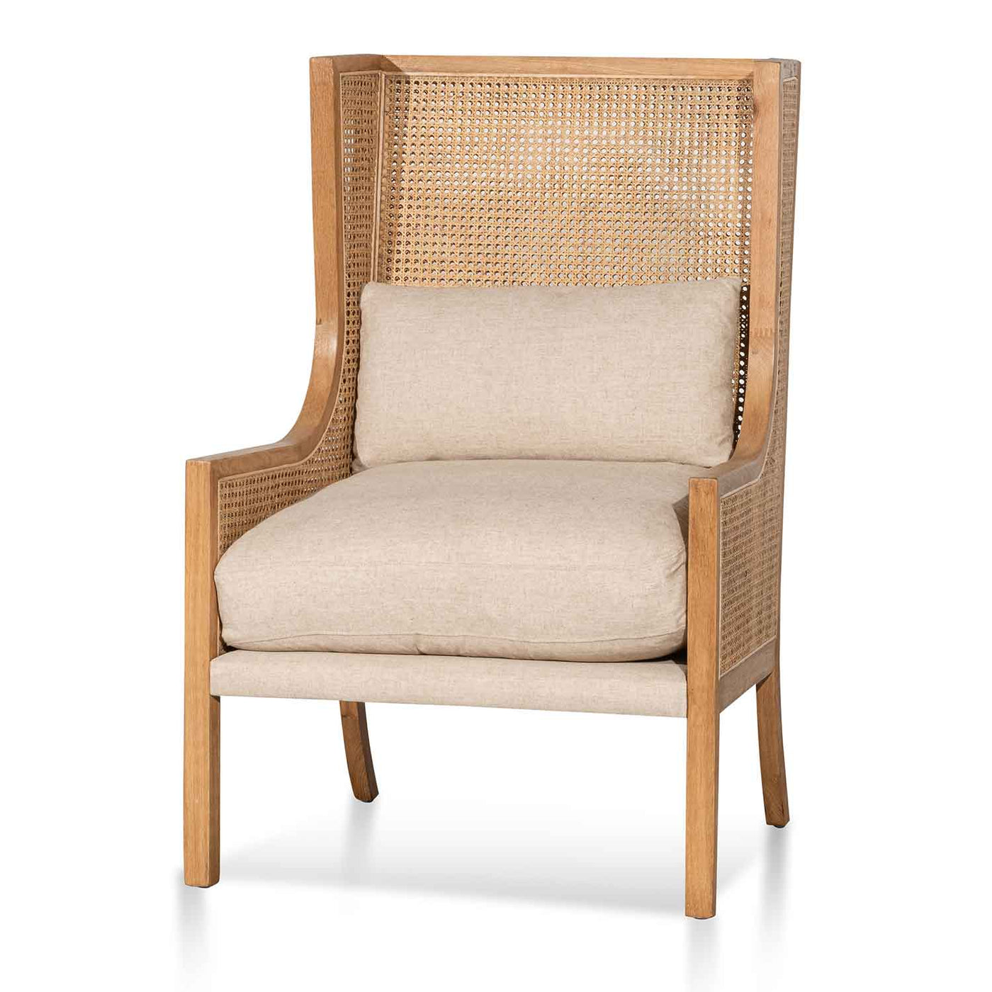 Wingback Rattan Armchair - Distress Natural - Sand White