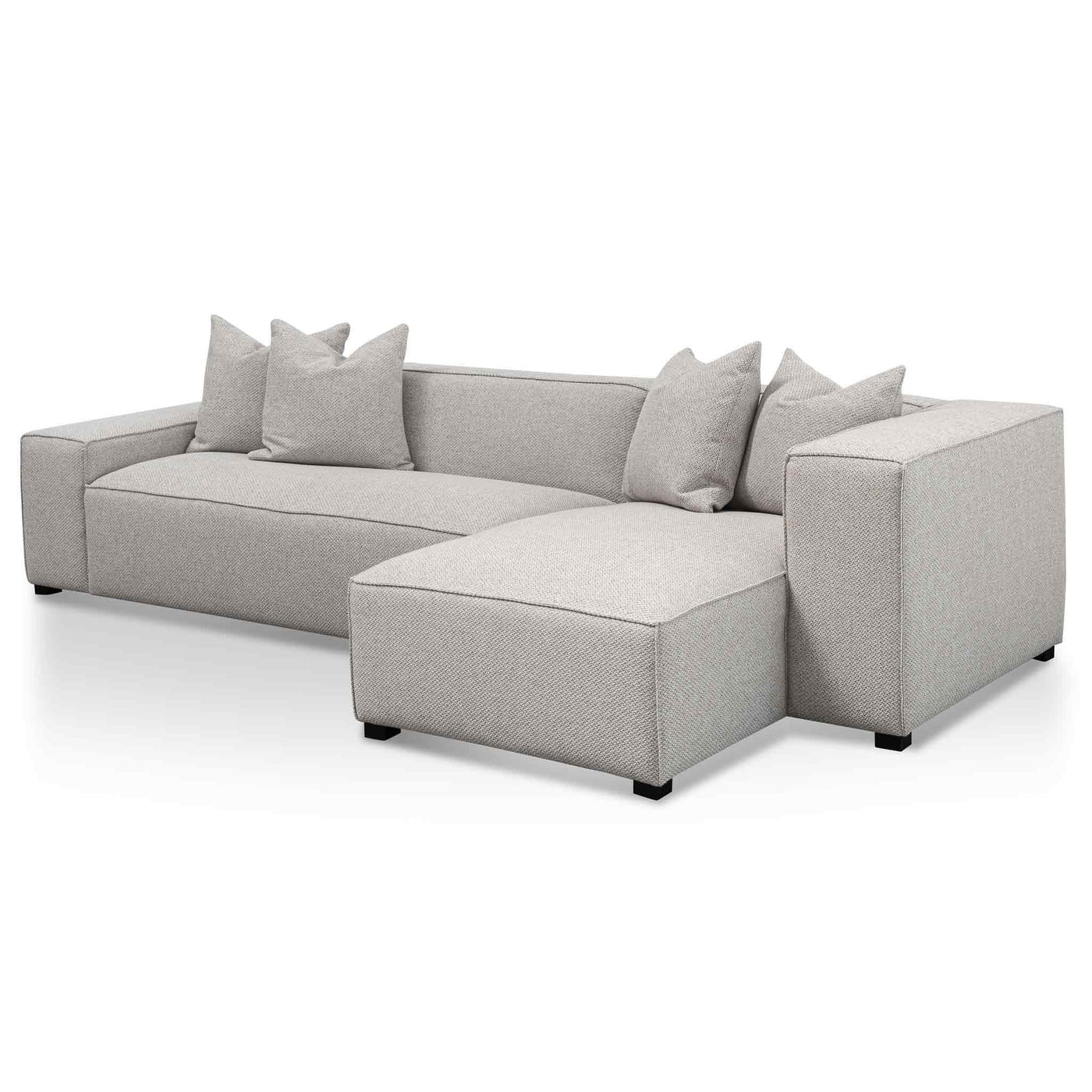 3 Seater Right Chaise Fabric Sofa - Sterling Sand