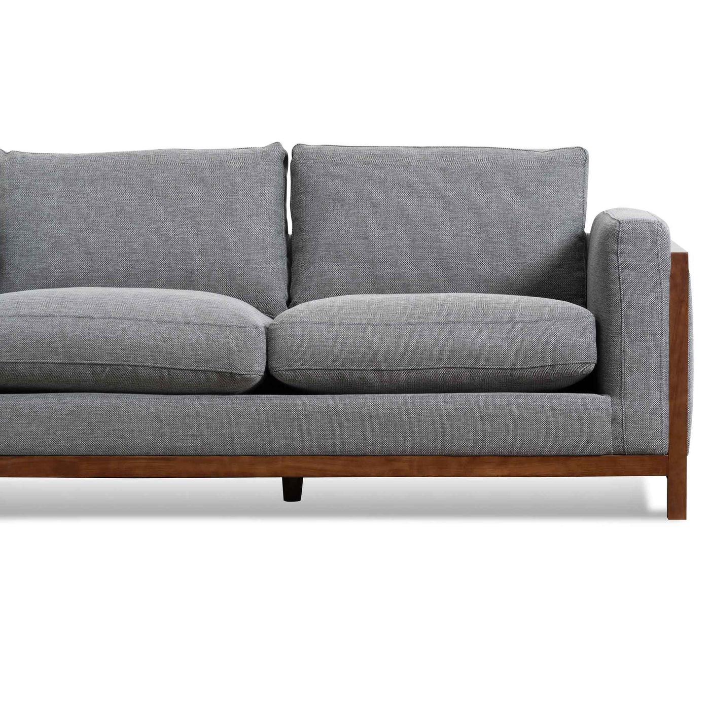 2 Seater Fabric Sofa - Graphite Grey with Walnut Frame