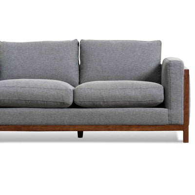 2 Seater Fabric Sofa - Graphite Grey with Walnut Frame