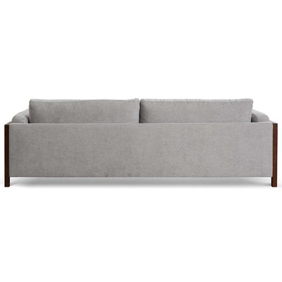 3 Seater Fabric Sofa - Oyster Beige with Walnut Frame