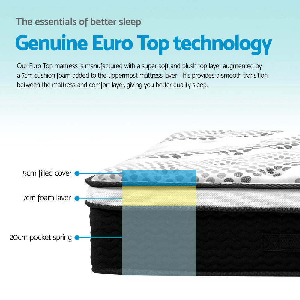 Double - Euro Top - Pocket Spring Mattress - 32cm Thick