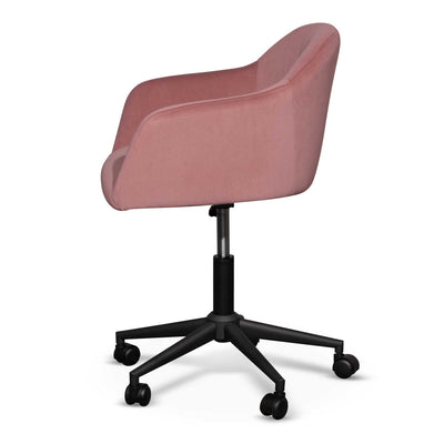 Blush Velvet Office Chair - Black Base