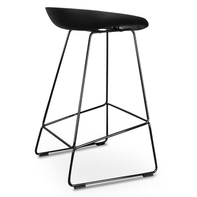 65cm Bar Stool - Black Seat With Black Frame