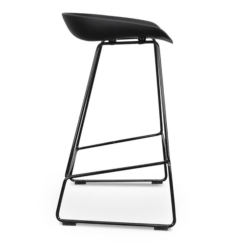 65cm Bar Stool - Black Seat With Black Frame