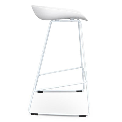 65cm Bar Stool - white Seat With white metal Frame