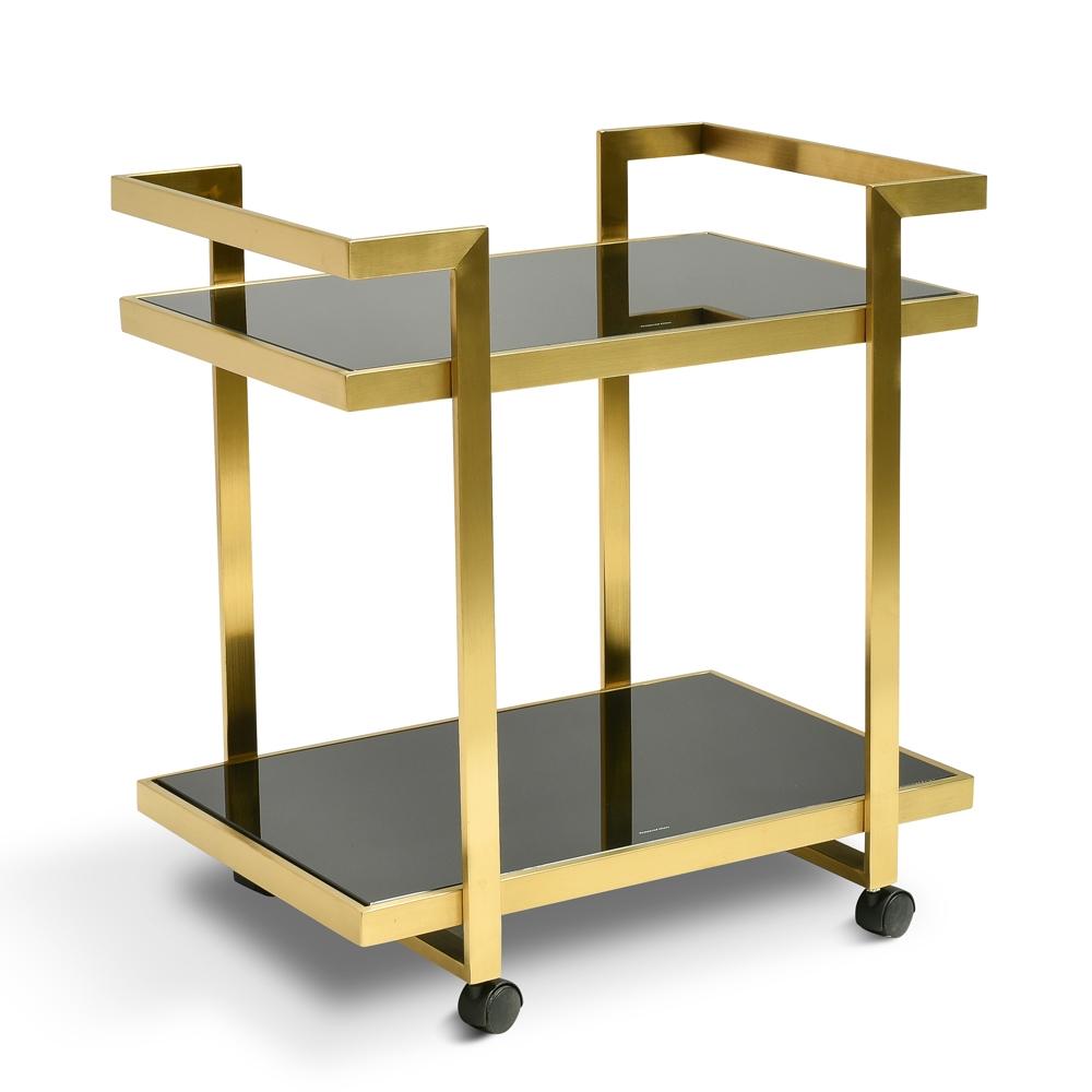 Bar Cart - Tempered Glass - Gold Base