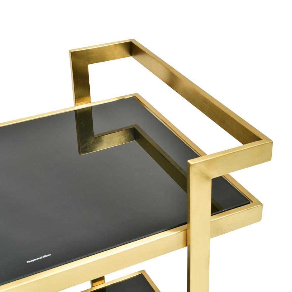 Bar Cart - Tempered Glass - Gold Base