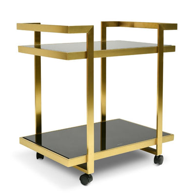 Bar Cart - Tempered Glass - Gold Base