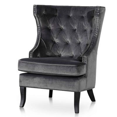 Wingback Armchair - Cosmic Grey Velvet