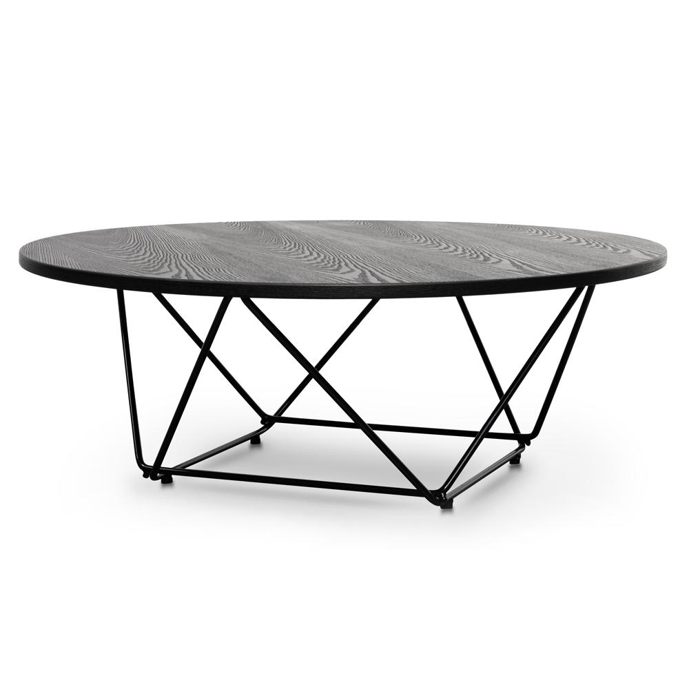 100cm Coffee Table - Black Ash Veneer - Black Legs