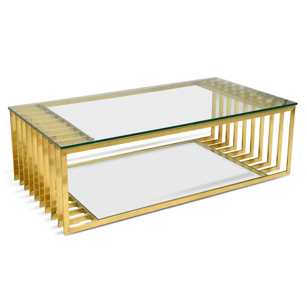 1.3m Glass Coffee Table - Gold Base