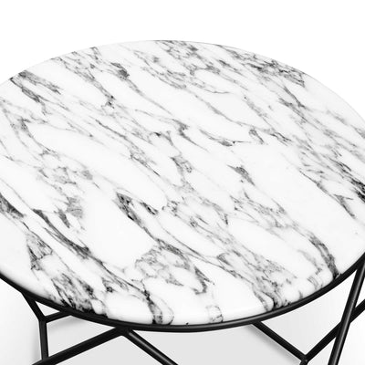 Marble 72cm Coffee Table - Matt Black Base