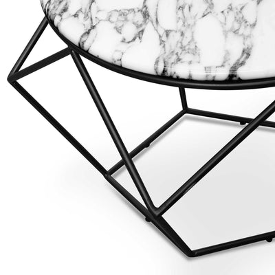 Marble 72cm Coffee Table - Matt Black Base